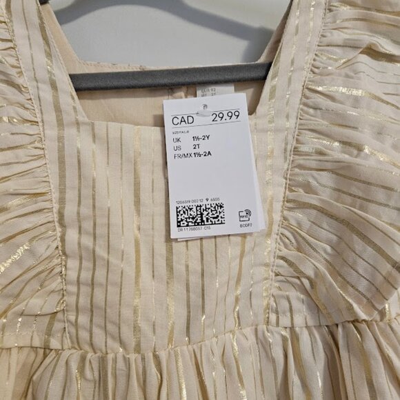 NWT Shimmering Gold Frill-Trimmed Dress - Size 2T - Picture 7 of 7